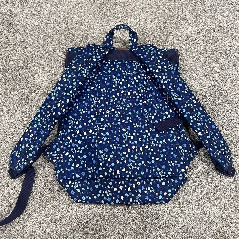 Herschel Supply Company Blue Brown Floral Canvas Flap Magnetic Closure Backpack